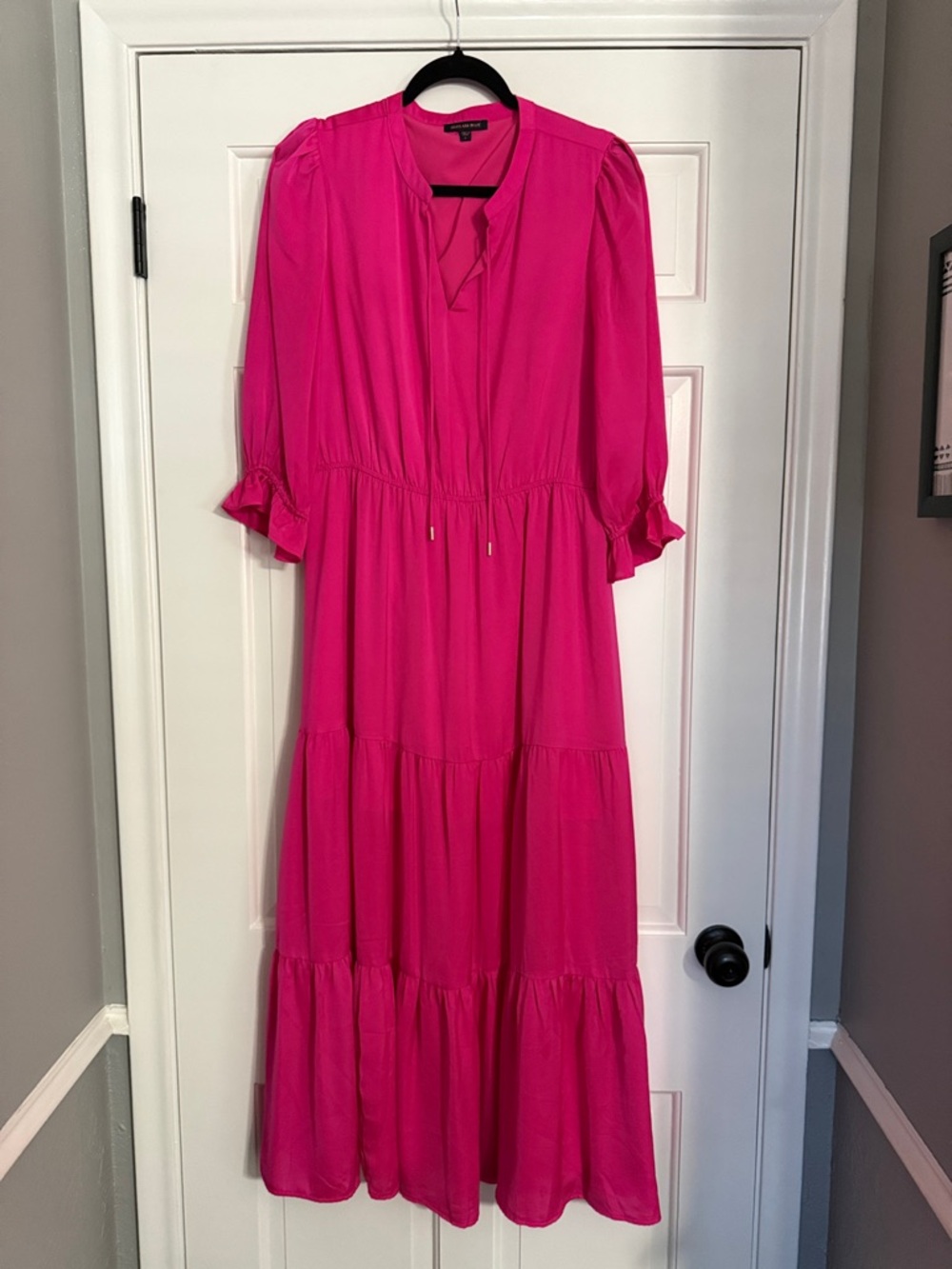 Skies Are Blue Bright Pink Tiered Maxi Dress
